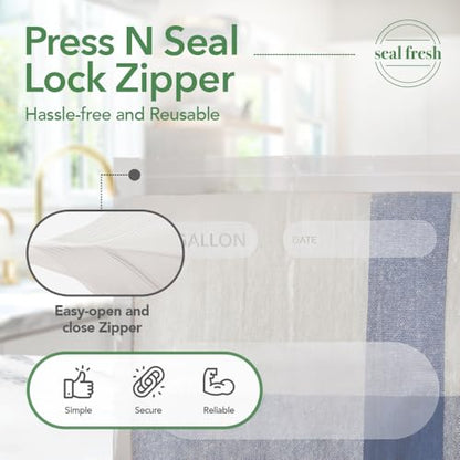 Seal Fresh 5 Gallon Large Plastic Storage Bags – 18" x 24" (60 Count) – Reusable XXL Extra Large Clear Jumbo Zip Lock Bags with Sealable Zipper Top For Clothes, Travel, Moving