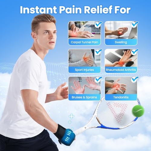 ONLYCARE Wrist Ice Pack Wrap, Soft Gel Ice Pack for Hot & Cold Hand Therapy, Thumb Freeze Sleeve for Hand Injuries, Achilles Tendonitis, Tenosynovitis, Surgery