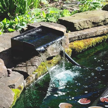 Pond Waterfall Spillway with Pump Kit, 304 Stainless Steel Pond Waterfall, Pond Spillway with 9.8FT Corrugated Tubing for Garden,Water Features (8“)-P42 - size: 8INCH
