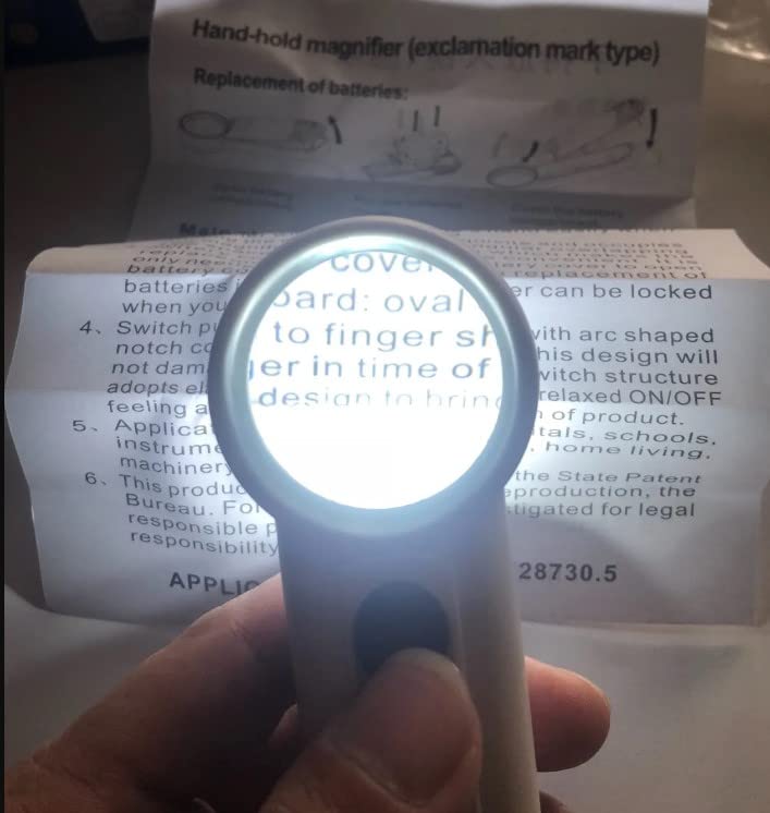 Othmro 1Pcs 5X Magnifying Glass with Light, Diameter 1.97inch LED Illuminated Handheld Magnifier, Round Read Loupe with Handle for Reading Jewelry Stamps Watches Repair White - color: A 5x 50mm
