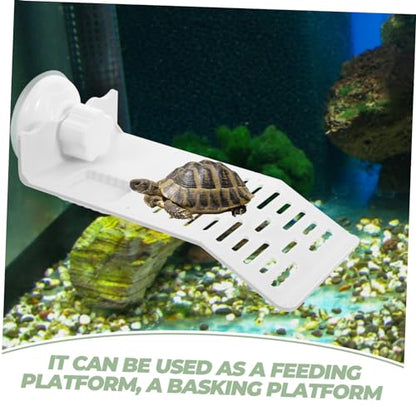 Happyyami Turtle Basking Platform Cup Climbing Dock for Turtles and Reptiles for Aquatic Habitats and Terrariums Small Sleek Design - color: White
