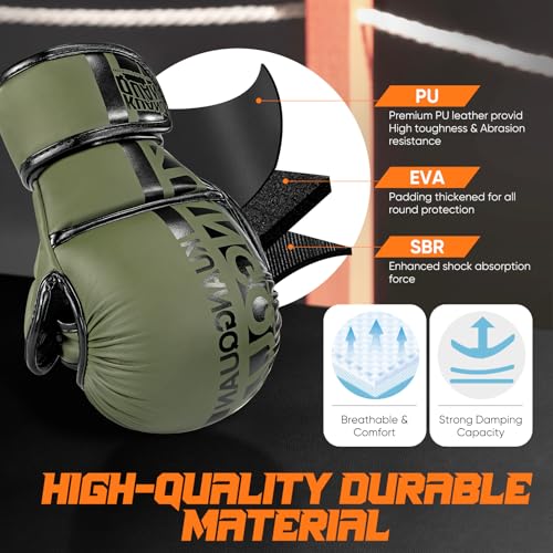 MMA Gloves for Sparring,Muay Thai,Training - color: Army Green, size: Large