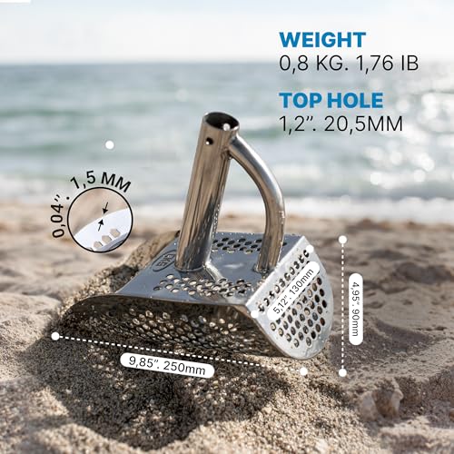 Sand Scoops for Beach Metal Detecting Stainless Steel Beach Metal Detecting Shovel Underwater Treasure Hunting, Metal Detector Accessories(Bag + Scoop + Carbon Fiber Handle), (Diving + Handle) - size: Diving + Handle