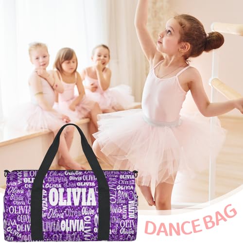 Personalized Sport Ballet Dance Bag, Bright Glitters Dark Purple - color: Purple