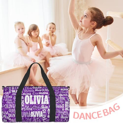 Personalized Sport Ballet Dance Bag, Bright Glitters Dark Purple - color: Purple