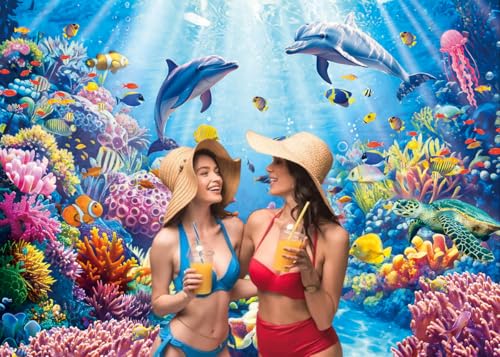 8x6ft Under The Sea Backdrop Underwater World Coral Reef Photography Background for Ocean Theme Birthday Baby Shower Party Decorations (8x6FT（240x180cm）) - size: 8x6FT（240x180cm）