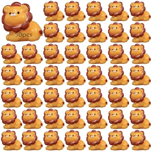 50 Pcs Mini Resin Lion Figurine, Lion Miniature, Small Resin Animals Bulk, Micro Landscape Lion Decor, Garden Decoration Ornaments for Home - style: Lion