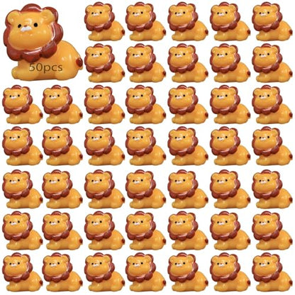 50 Pcs Mini Resin Lion Figurine, Lion Miniature, Small Resin Animals Bulk, Micro Landscape Lion Decor, Garden Decoration Ornaments for Home - style: Lion