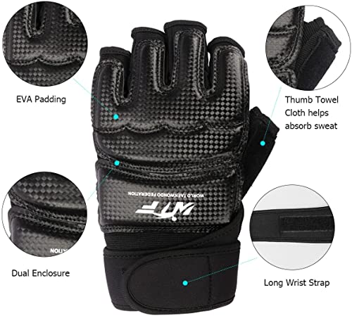 Punch Bag Training Gloves, LangRay MMA Grappling Gloves for Sparring Martial Arts Boxing Training for Adults and Kids - size: X-Small, style: Taekwondo Black