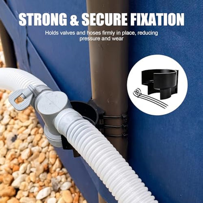 Nirvany Swimming Pool Plunger Valve Bracket, Pool Hose Holder & Pool Intake Hose Bracket, Anti-Slip Pool Valve Support, Pool Pipe Holder Compatible with Most Brands