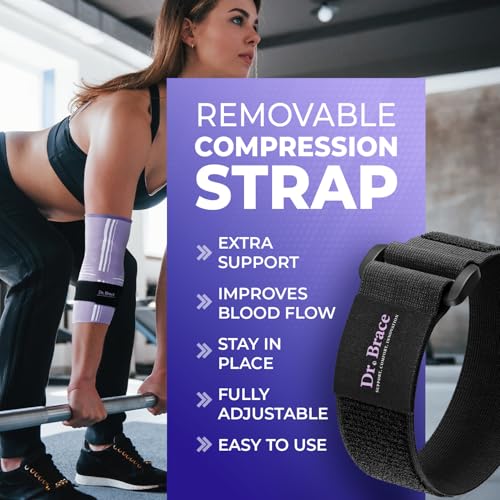 DR. BRACE® Elite Elbow Brace, Breathable Elbow Compression Sleeve - color: Purple-White, size: Medium