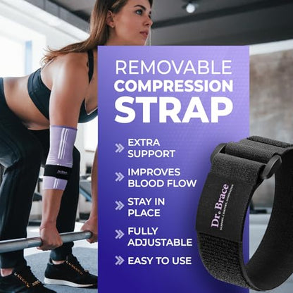 DR. BRACE® Elite Elbow Brace, Breathable Elbow Compression Sleeve - color: Purple-White, size: Medium