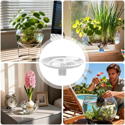 10PCS Floating Floral Arrangement Holder, Innovative Floating Flower Display Stand, Clear Acrylic Floating Flower Bowl Stem Holder for Fish Tanks Table Hom Decor,(5PCS Small and 5 PCS Large)