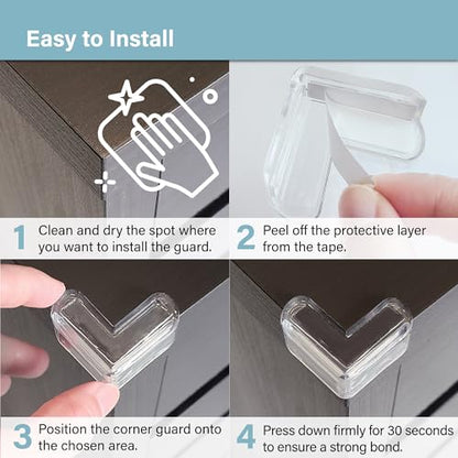 CPSIA Safety Certified Corner Guards Corner Protectors for Baby, 12 Pack, Clear Furniture & Edge Corner Covers, Adhesive Pre-Taped, BPA-Free, L Shape