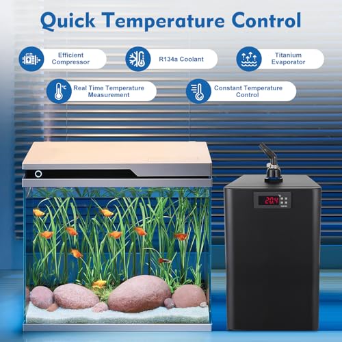 15/42 Gallon Aquarium Chiller, 1/10 HP Fish Tank Water Cooler Special Quiet Design Refrigeration Compressor for Axolotl Coral Jellyfish (160L/42Gallon) - size: 160L/42Gallon