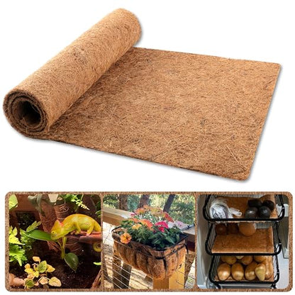 Coco Liner Roll, 16 x 40 Inch Coconut Fiber Liners for Planter Window Box Flower Basket, Natural Coco Coir Sheet Coco Mats for Animal Pet Pad, Reptile Carpet, Garden Decoration - size: 16x40 inch