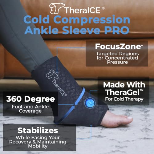 TheraICE Ankle Ice Pack Wrap, Ankle Brace, Plantar Fasciitis, FocusZone - size: Large, style: PRO