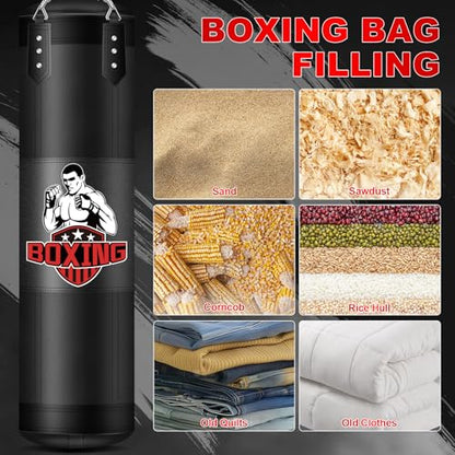 Punching Bag for Adults, 4FT PU Heavy Boxing Bags with Chain Ceiling Hook - style: Fighter
