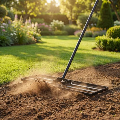 COSTWAY 30x10 Inch Lawn Leveling Rake, Soil Sand Dirt Leveling Tool, Ground Leveler for Yard, Landscape, Garden, Pasture (Black, 30"x10") - color: Black