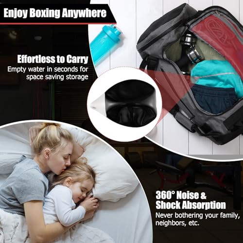GYMAX Punching Bag, Water Aqua Bag w/Water Injector & Hanging Accessories, Folding Heavy Duty Boxing Bag for Home Gym, Boxing Training Equipment for Adults - style: 180LBS, Black