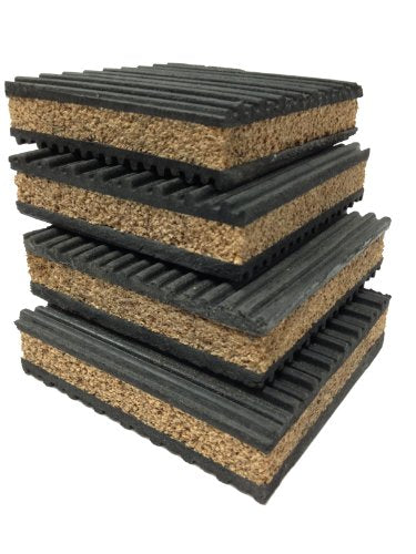 4 Pack of Anti Vibration Pads 4" x 4" x 7/8" Rubber/Cork Vibration isolation pads - size: 4" X 4" X 7/8"
