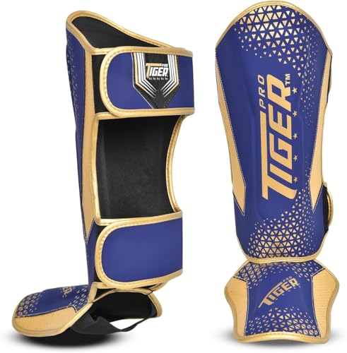 Shin Guards MMA, Muay Thai, Kickboxing, Leg Instep Protection Pads, Kicking, Sparring, Training Gear, Karate, Boxing, Taekwondo - Unisex - Black and White Colors - color: Blue, size: Small