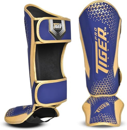 Shin Guards MMA, Muay Thai, Kickboxing, Leg Instep Protection Pads, Kicking, Sparring, Training Gear, Karate, Boxing, Taekwondo - Unisex - Black and White Colors - color: Blue, size: Small
