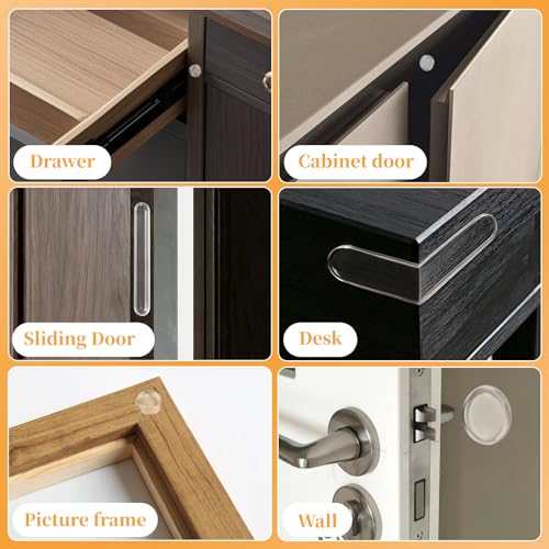 Soft Clear Cabinet Door Bumpers Pads, Self-Adhesive Rubber Furniture Pads | Crystal Clear Material,For Door Handles, Drawers And Walls,Helps Protect Surfaces, Shock Absorption, And Reduce Noise.