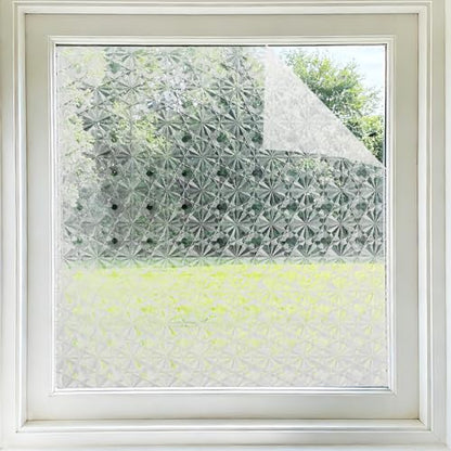 uxcell Window Privacy Film, 78.7 x 15.7 Inch Frosted Glass Window Film, Static Cling Non-Adhesive Reusable Door Coverings 3D Diamond Pattern for Bathroom Home Living Room, Clear - size: 78.7 x 15.7 Inch