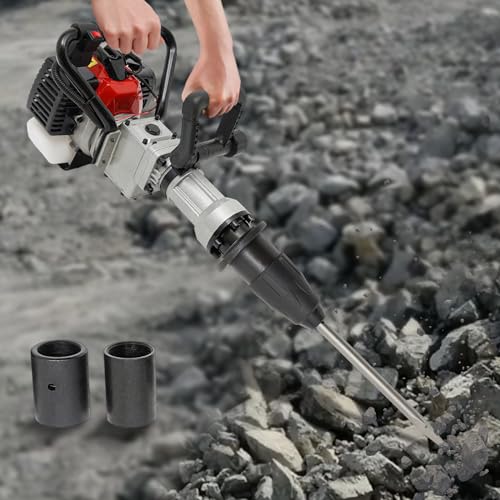 2-Stroke Gas Powered Pile Driver, 32.7CC 1000W Portable Petrol Piledriver Garden Fencing Tool Farm Piling Driver Air Cooling Single-Cylinder 0.9L Fuel Tank for Farmland Guardrails, Vegetable Planting
