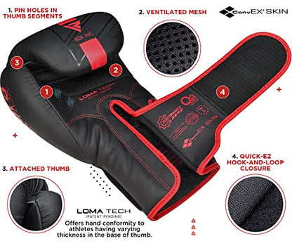 RDX Kids Unfilled Punching Bag Set 2FT, Non Tear Maya Hide Leather Kara Junior Hanging Bag for Kickboxing MMA Muay Thai Taekwondo Karate BJJ Strength Training, Home Gym Equipment - color: RED