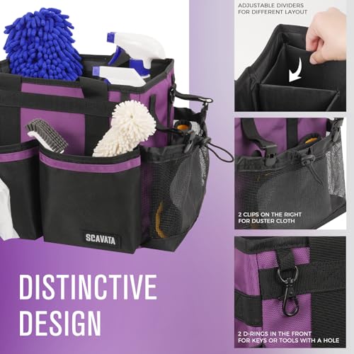 Compact Wearable Cleaning Caddy, Small Cleaning Caddy Supplies Organizer with Handle & Shoulder Straps for Housekeepers, Under Sink & Car Cleaning Tool Organizers Bag (RoyalPurple) - color: RoyalPurple