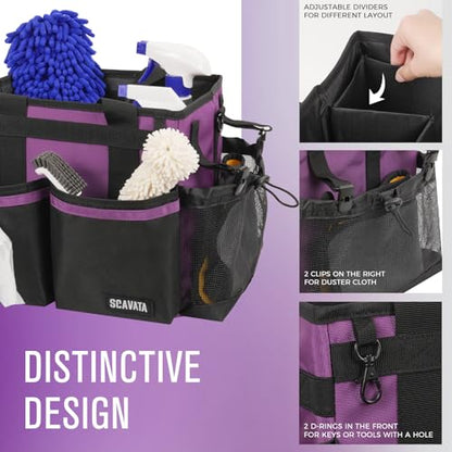 Compact Wearable Cleaning Caddy, Small Cleaning Caddy Supplies Organizer with Handle & Shoulder Straps for Housekeepers, Under Sink & Car Cleaning Tool Organizers Bag (RoyalPurple) - color: RoyalPurple