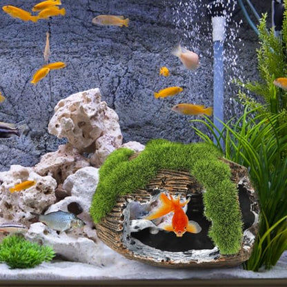 NQEUEPN Broken Barrel Fish Tank Decor, Fish Tank Accessories Decorations Resin Betta Fish Hideout Cave for Fish Tank Ornaments for Small Animal Play Rest Hide Breed
