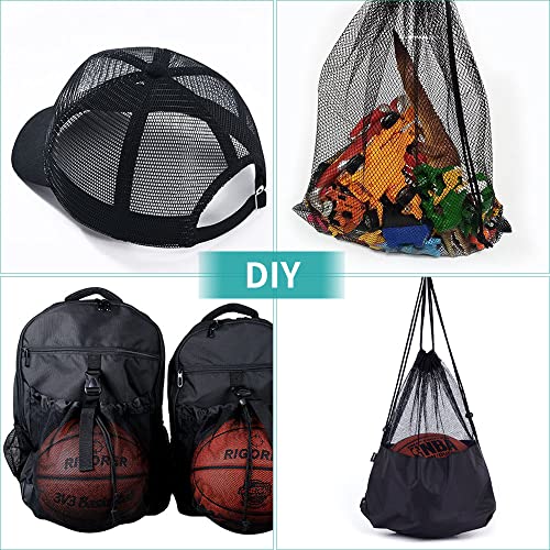 FSWCCK Black Mesh Fabric, 62 x 59 Inch Soft Mesh Netting Slightly Stretchy for Shopping Bag, Backpack Pocket and Straps and Netting Clothes (Black) - color: Black