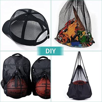 FSWCCK Black Mesh Fabric, 62 x 59 Inch Soft Mesh Netting Slightly Stretchy for Shopping Bag, Backpack Pocket and Straps and Netting Clothes (Black) - color: Black