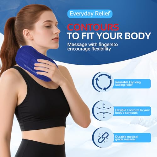 Ice Packs for Injuries Reusable (3-Piece Set) – Hot and Cold Ice Packs for Knee, Reusable Gel Wraps Support, Adjustable Ice Pack Pain Relief for Shoulders, Back Joints Muscles, Knees, Arms and Legs - size: 3 Piece Set - Regular, style: Nary Blue