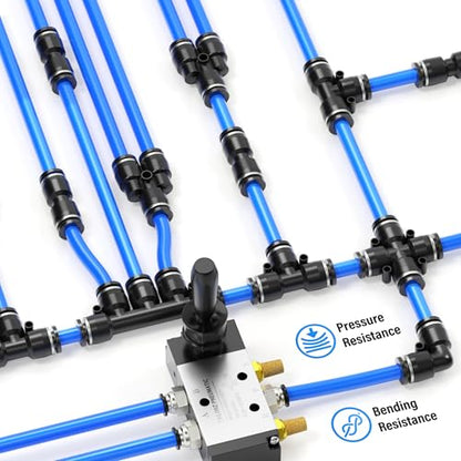 TAILONZ PNEUMATIC Blue 4mm or 5/32 inch OD 2.5mm ID Polyurethane PU Air Hose Pipe Tube Kit 10 Meter 32.8ft - color: Blue, size: 4mm OD/32.8ft/10m