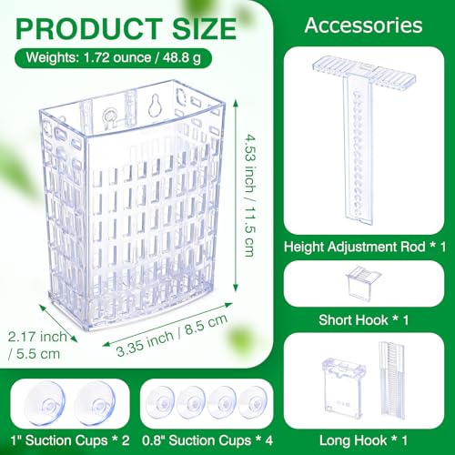 2026 Latest Upgraded Aquarium Plant Holder Adjustable Height with Extendable Hook and Suction Cup for Fish Tank Aquaponic Plant Cultivation and Aquascape Accessories Decorations (2 Pack) Transparent