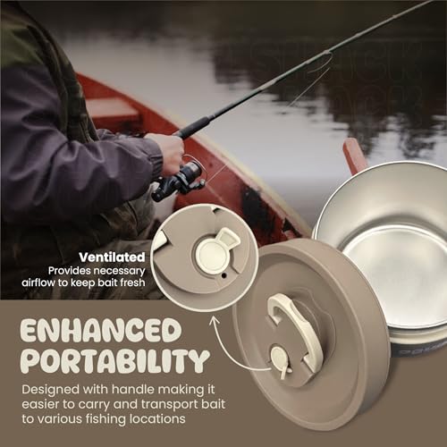 Insulated Live Bait Storage - Stainless Steel, Compact, Durable, Keeps Bait Fresh and Alive (Large) - size: Large