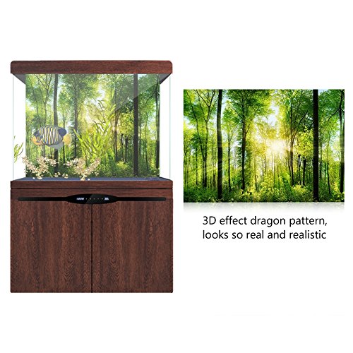 FILFEEL Aquarium Decor Background 3D Effect Fish Poster PVC Adhesive Decor Sticker Paper Cling Decals Sunshine and Forest (122 x 50cm)