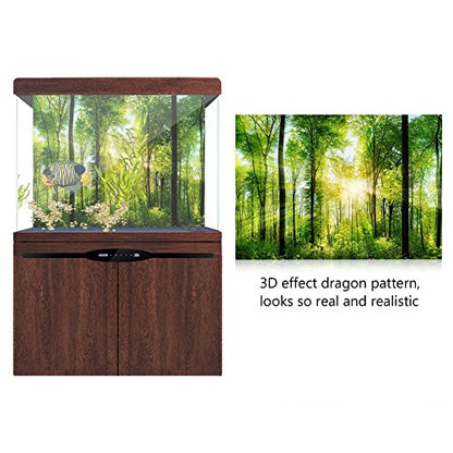 FILFEEL Aquarium Decor Background 3D Effect Fish Poster PVC Adhesive Decor Sticker Paper Cling Decals Sunshine and Forest (122 x 50cm)