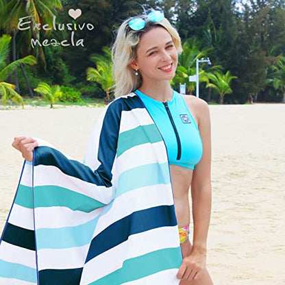Exclusivo Mezcla 4 Pack Microfiber Quick Dry Large Beach Pool Towels - color: Multi-green/Purple/Navy/Brown, size: 30" x 60"