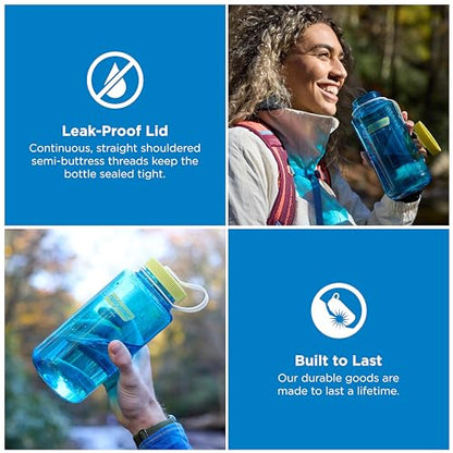 Nalgene 32 oz Wide Mouth Water Bottle, Thrill & Motion, Blue Atoll w/Endive - color: Blue Atoll w/ Endive, size: 32 Ounces