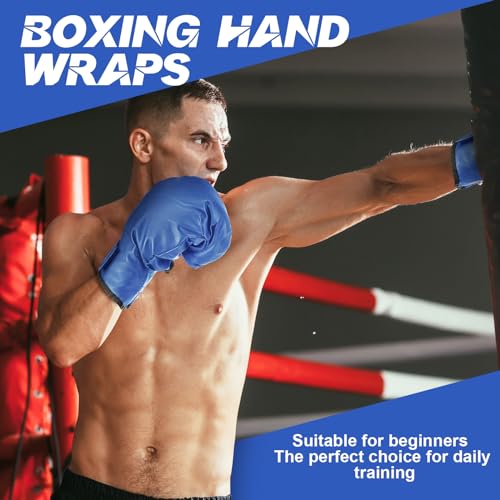 Kanayu 14 Pcs Boxing Gloves and Headgear Set for Beginners Youth 16 Ounce Boxing Gloves Headgear Helmet Hand Wraps Mouth Guards Equipment for Beginners Training Equipment Gifts - color: Blue, White