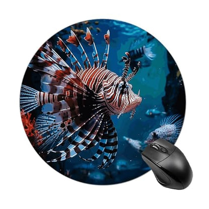Fish in Fish Tank Mouse Pad with Non-Slip Rubber Base,Small Round Mousepad 7.8" Diameter,Mouse Mat for Computers, Laptop, Gaming, Office & Home
