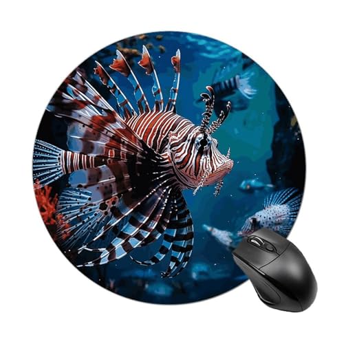 Fish in Fish Tank Mouse Pad with Non-Slip Rubber Base,Small Round Mousepad 7.8" Diameter,Mouse Mat for Computers, Laptop, Gaming, Office & Home