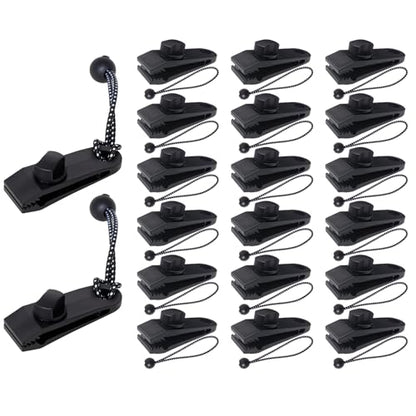 20Pack Tarp Clips Heavy Duty Lock Grip,Tarp Clamps with Bungee Cords for Pool Awning Cover,Outdoor Covers,and Camping - size: 20Pack