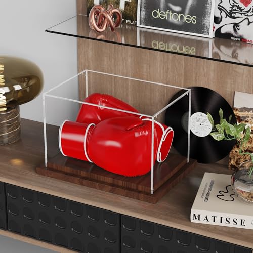 VGMiu Boxing Glove Display Case with Wood Base Acrylic Boxing Glove Case - size: Boxing Glove Case