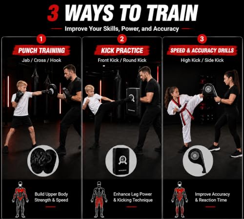 3-in-1 Boxing Training Set, Punching Mitts, Kick Pad and Target Paddle - style: 3 in 1 Boxing Training Equipment（Black）